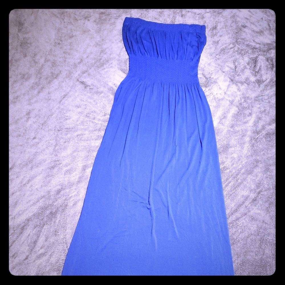 Navy Blue Strapless Maxi Dress